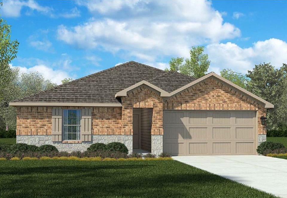 D.R. Horton's Express Homes Bellvue Floorplan Elevation B. Photos shown here may not depict the specified home & features included are for illustration purposes only