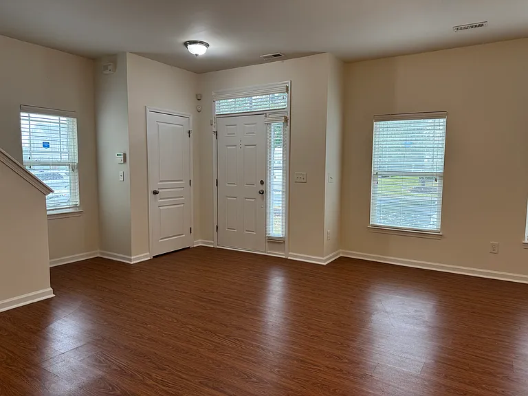 Front door and living room