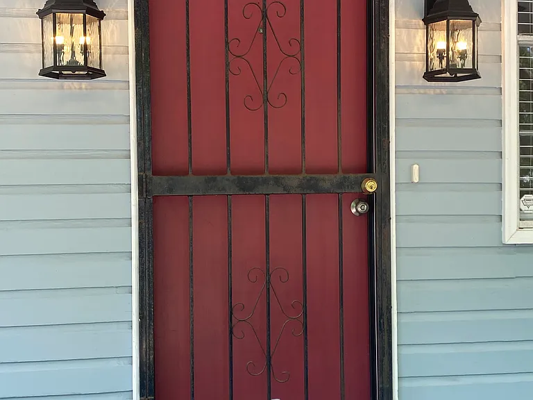 Front door with security door