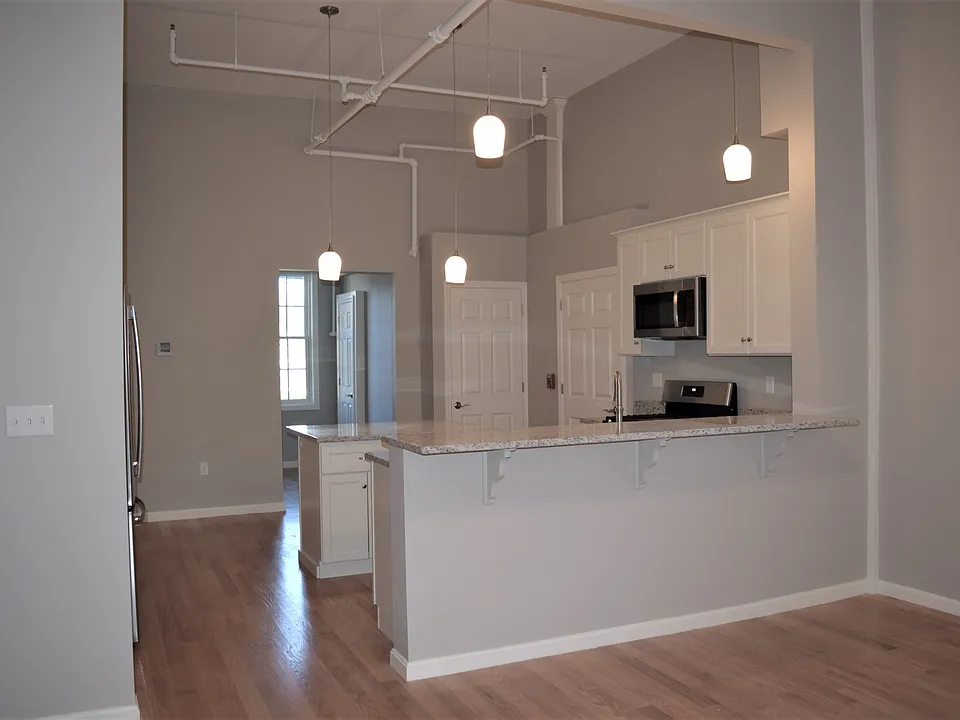 Kitchen view into dining room