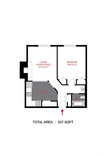 Floor plan 1 Bed 1 Bath A3