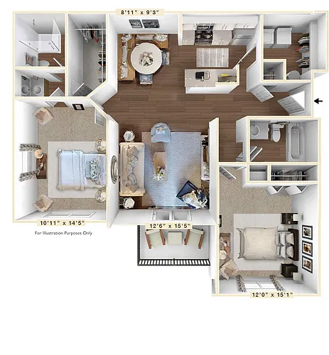 Floor plan The Grand 2 BR 2 BA