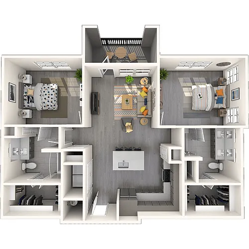 Floor plan B1 2x2 1091 SF