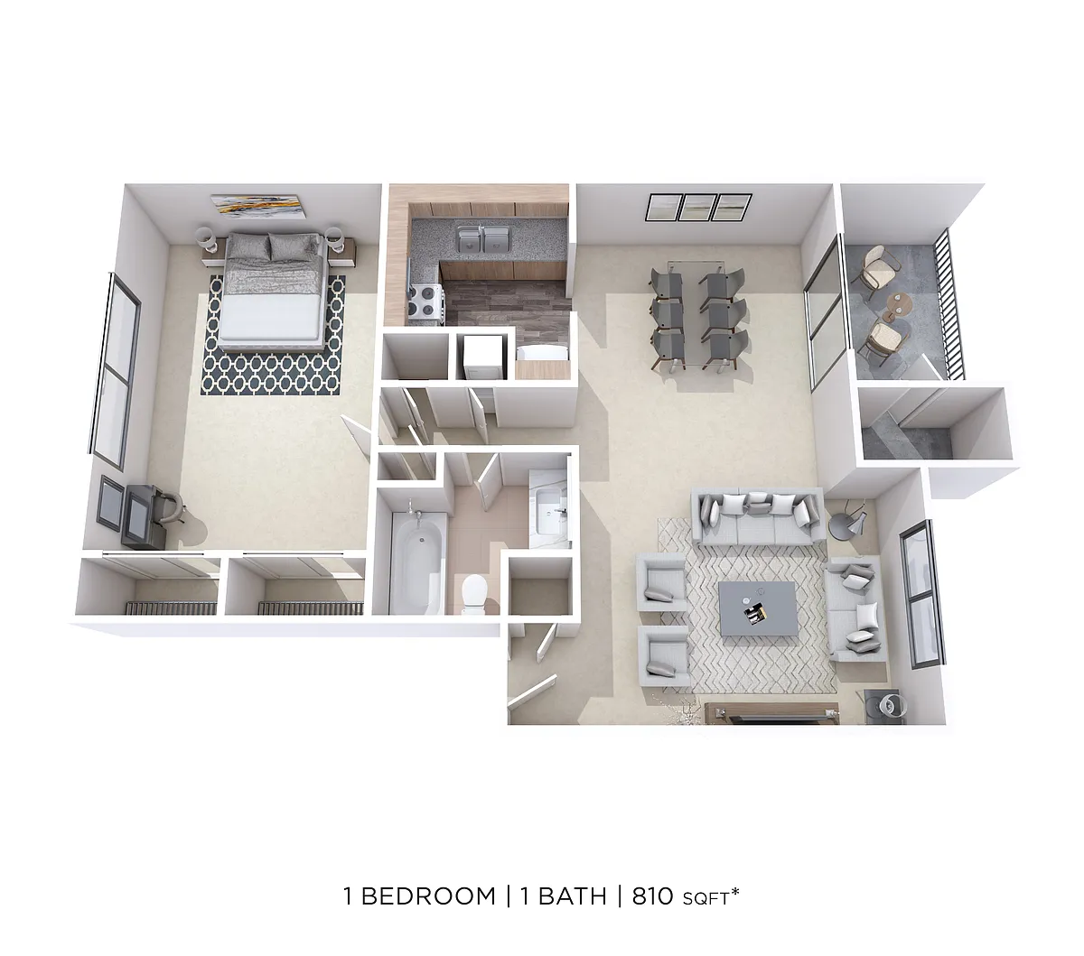 Floor plan One Bedroom - 810 sqft