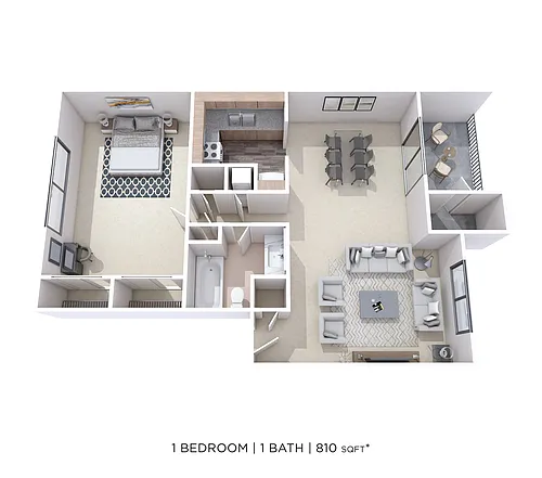 Floor plan One Bedroom - 810 sqft