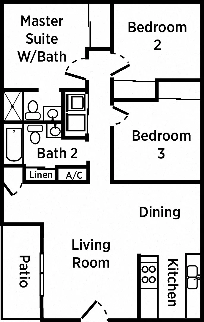 Floor plan 3 Bed 2 Bath