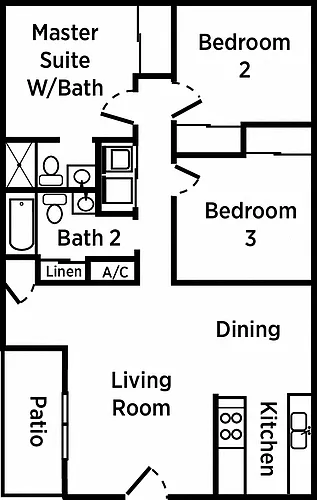 Floor plan 3 Bed 2 Bath