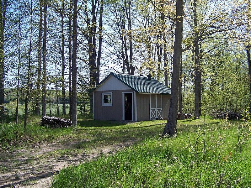 Storage shed, viewed from Beltz Road.