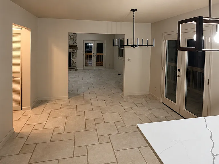 Kitchen facing dining room.