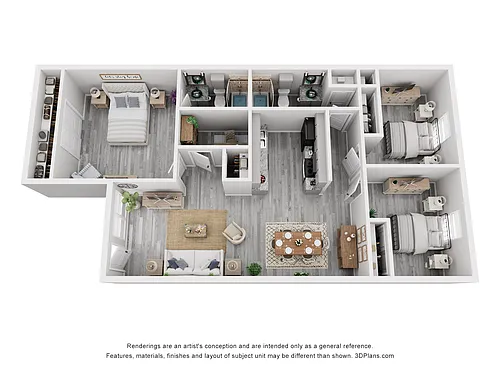 Floor plan 3 Bed 2 Bath Lux Reno