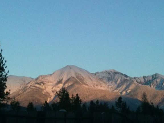 View of the Swan mountain range from living room window