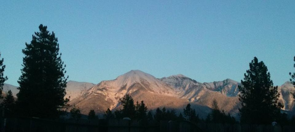 View of the Swan mountain range from living room window