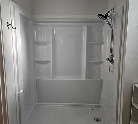 Large walk-in shower.