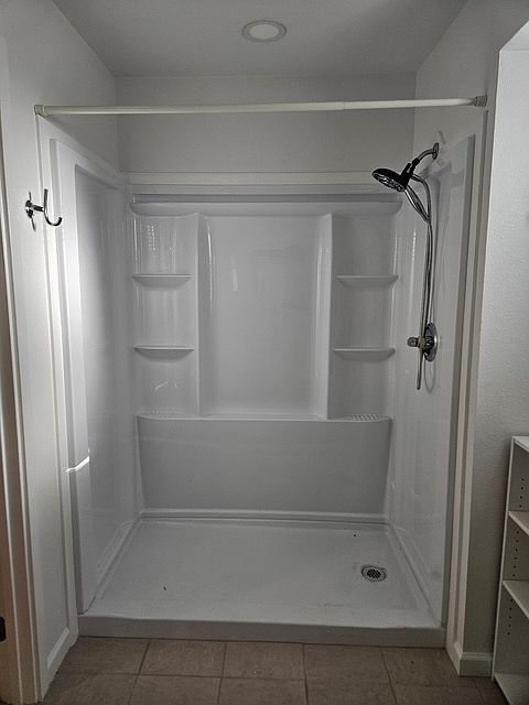 Large walk-in shower.