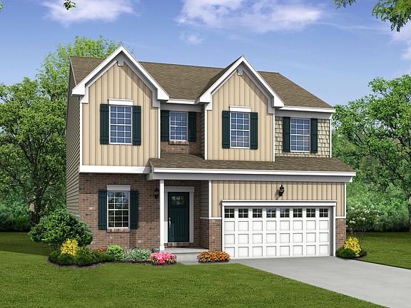 Elevation B Opt Carolina Brick Front, Partial Porch, Garage Door