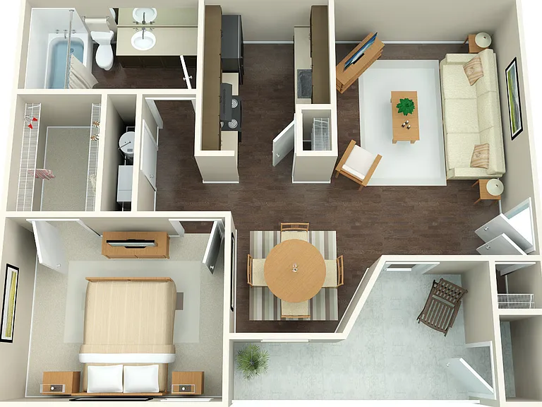 1x1 floor plan Riverbend