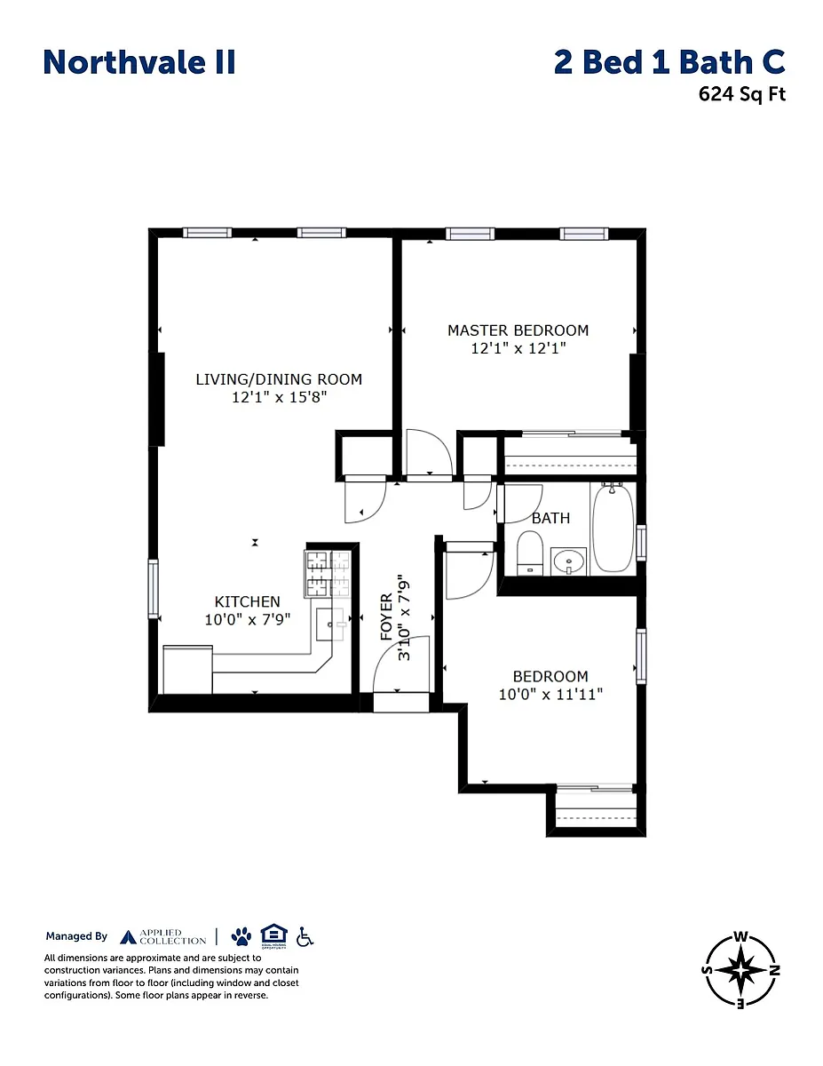 Floor plan 2 Bed 1 Bath C