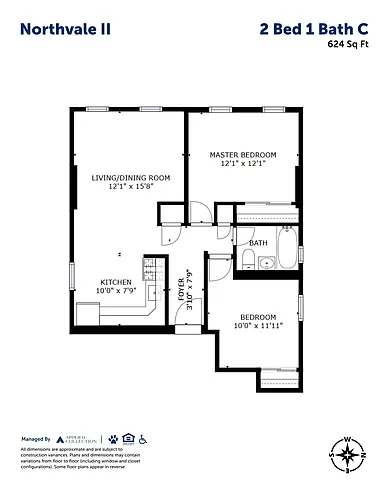 Floor plan 2 Bed 1 Bath C
