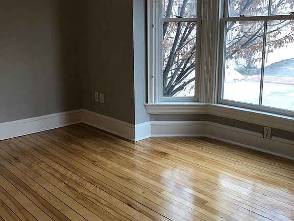Bay windows in living room.
