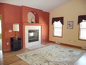 2 sided fireplace  and den