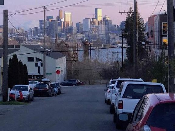 Street view in front of building