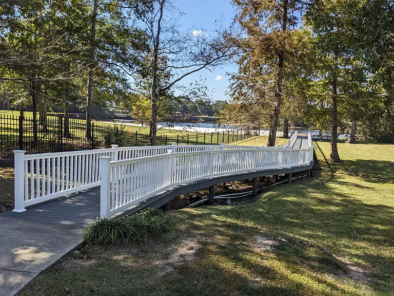 boardwalk to riverside seating area and fish cleaning station