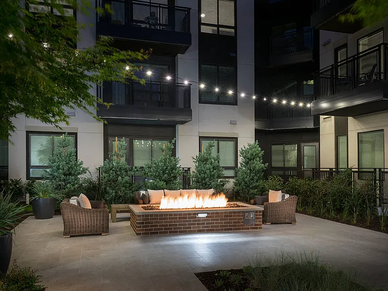 Enjoy a cool night by the courtyard fire pit