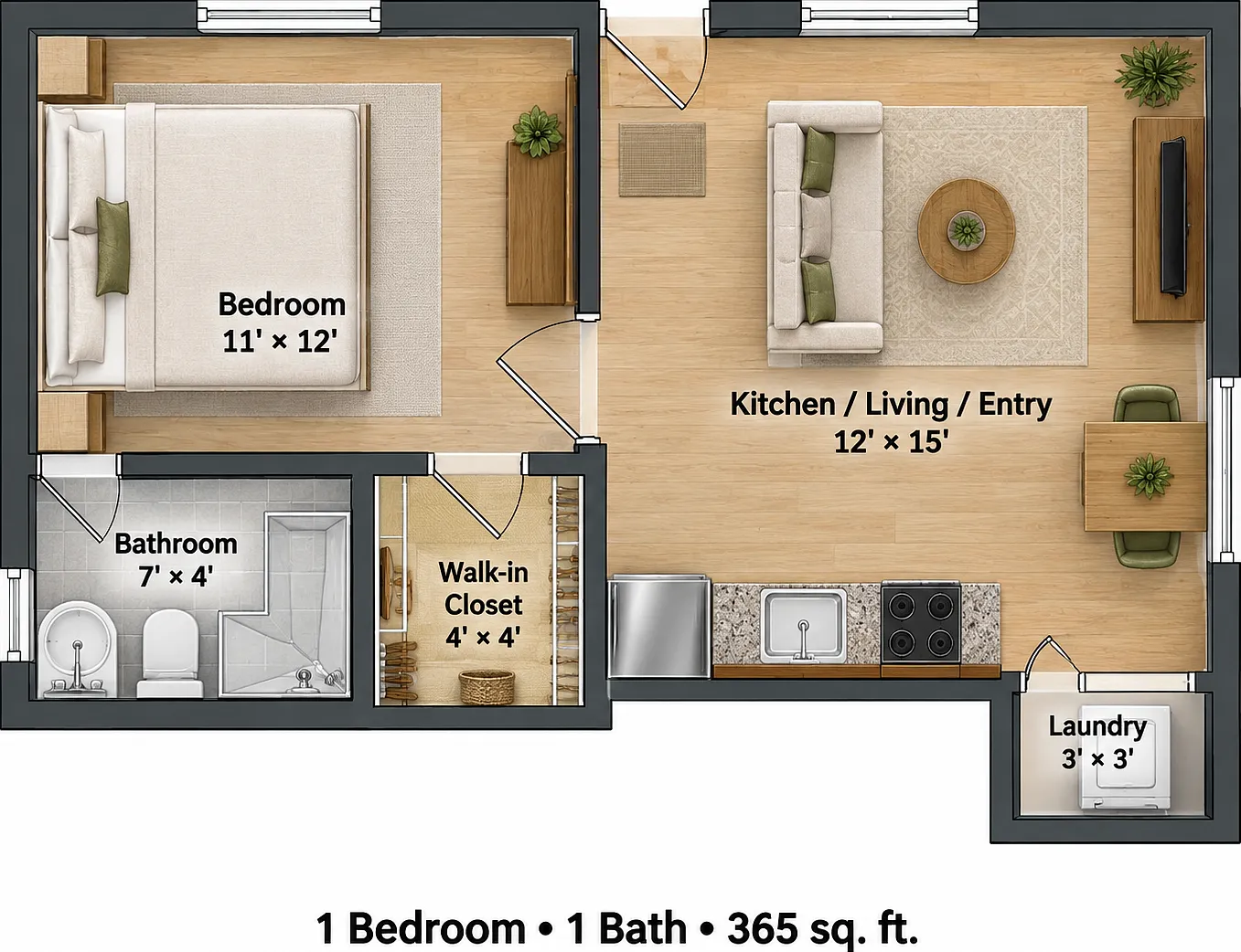 1 bed, 365 sqft, $1,650 — Photo 4