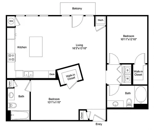 Floor plan Welton Two Bedroom