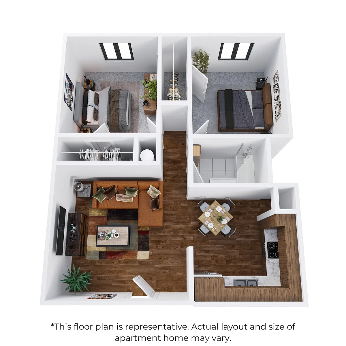 Floor plan 2 bedroom, 1 bathroom