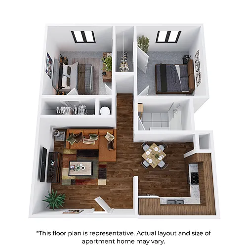 Floor plan 2 bedroom, 1 bathroom