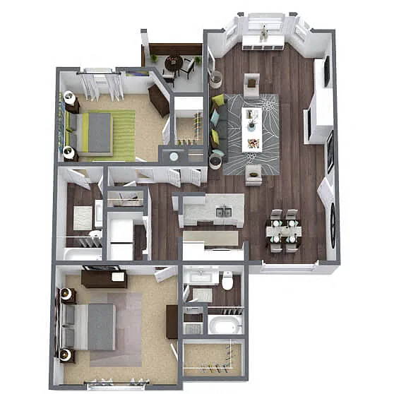 Floor plan B2: 2 Bed 2 Bath
