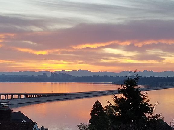 View from the deck of Lake Washington, I-90 Bridge,Downtown Bellevue and Mercer Island