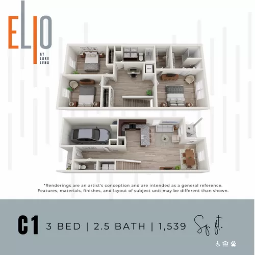 C1 3 Bed | 2.5 Bath - Elio at Lake Lena