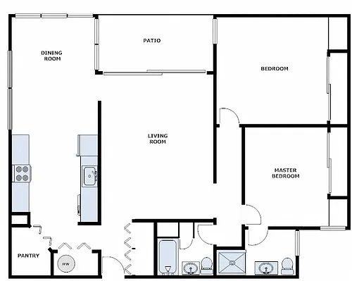Floor plan 2 Bed / 2 Bath: Type B