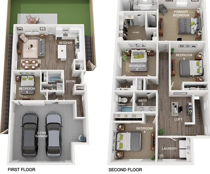 Plan 5 (w/1st Floor Bedroom) Floorplan Diagram