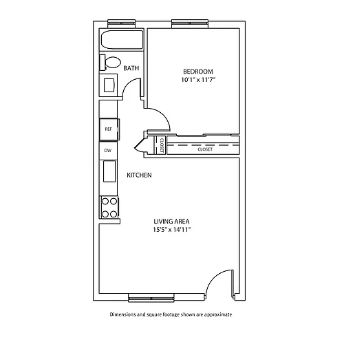 Floor plan 1 Bedroom, 1 Bath