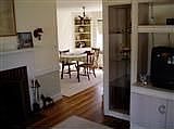 fireplace into dining room