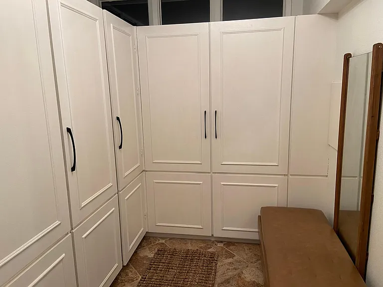 Dressing area in master with built in closets