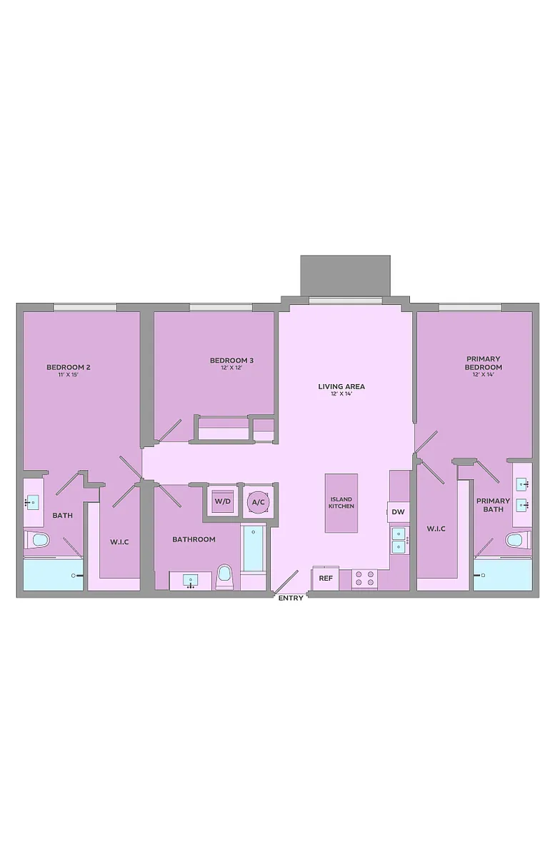 Floor plan 3 Bedroom, 3 Bathroom
