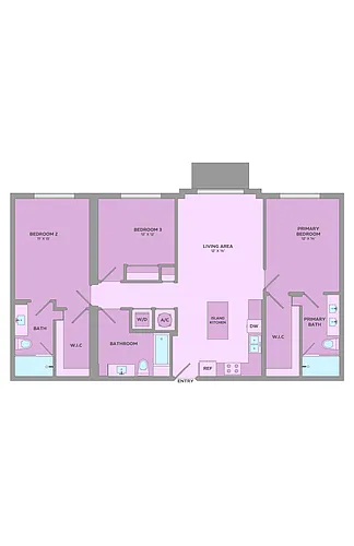 Floor plan 3 Bedroom, 3 Bathroom