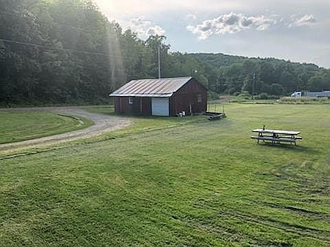 View of garage from house.