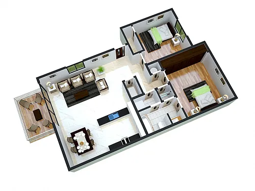 Floor plan 2 Bed/ 1 Bath