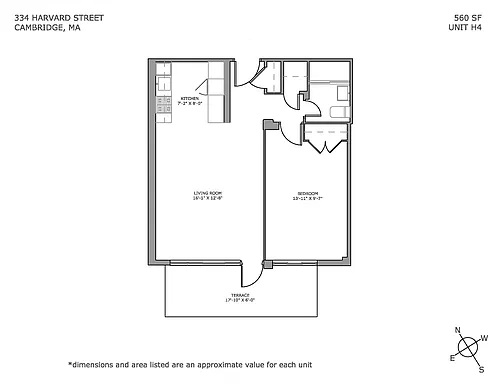 Floor plan One Bedroom w/ Balcony