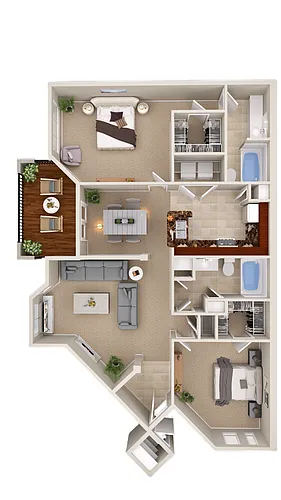 Floor plan 2 Bed Cherry Remodel