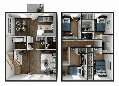 Floor plan Four Bedroom Two and a Half Bathroom Townhome