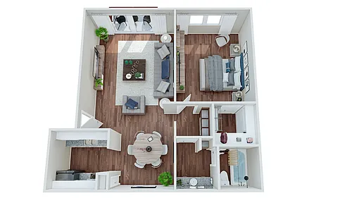 Floor plan Crest - 1x1 - 660 sqft Signature