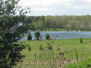back yard overlooking lake