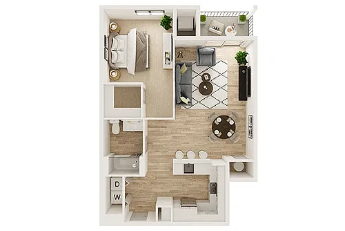 Floor plan One Bedroom One Bath 1C