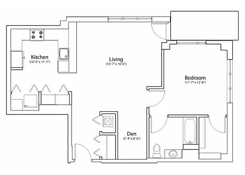 Floor plan 1X1 914